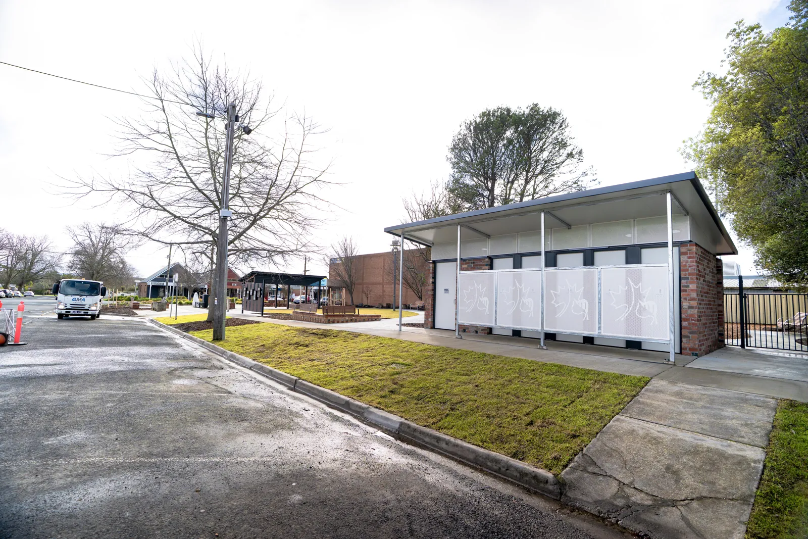 Completed public amenities building on a reserve