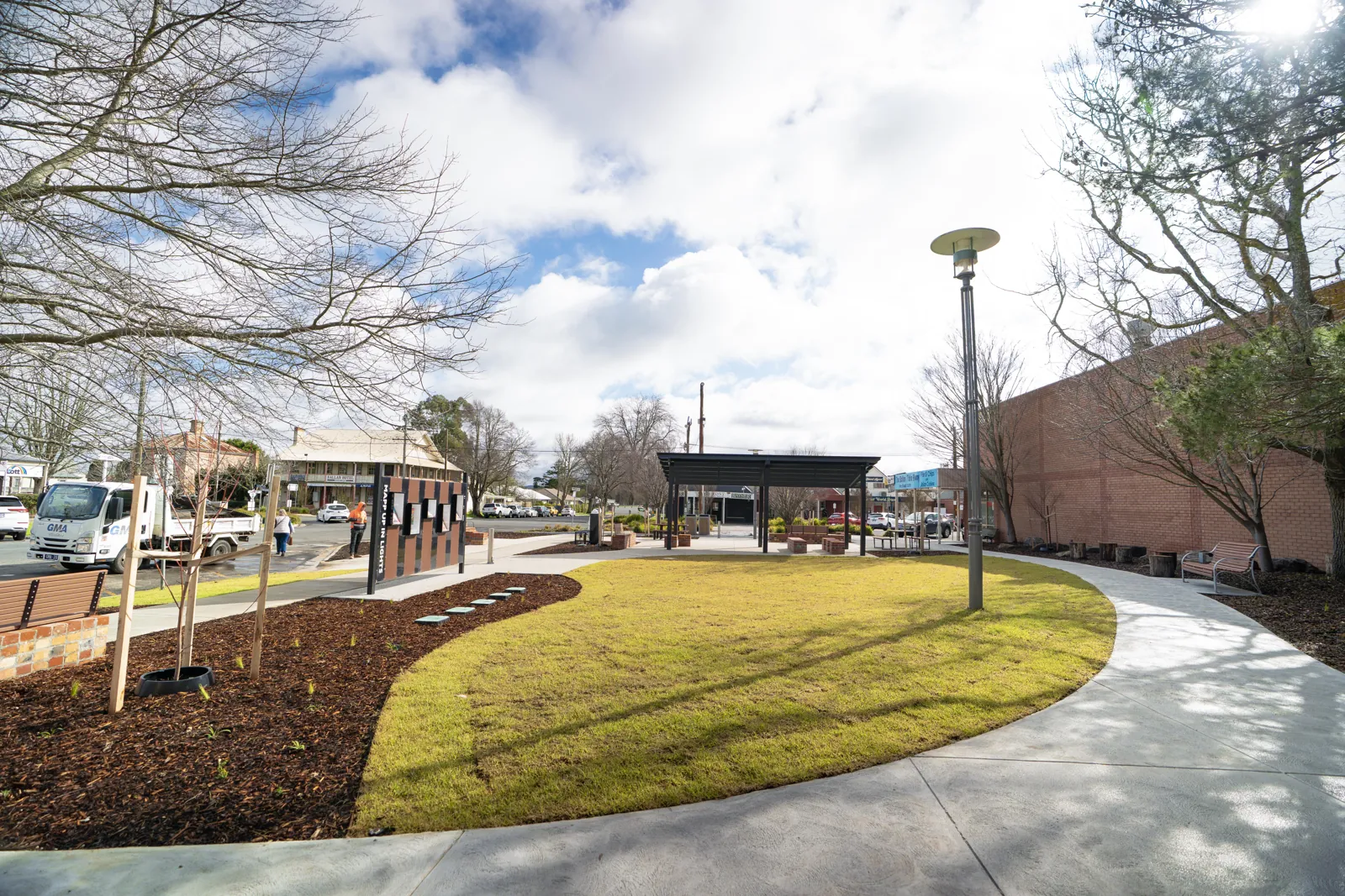 Landscaped public reserve with new paths and planting